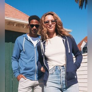 Marine Layer Dark Navy Blue Unisex Afternoon Zip Up Hoodie Sweatshirt